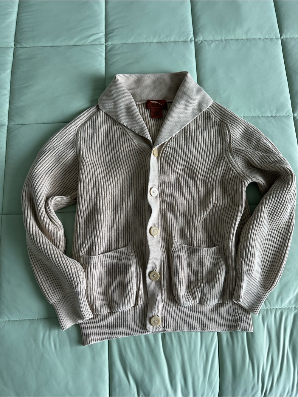 Bob Timberlake Tan Ribbed Shawl Neck Cardigan